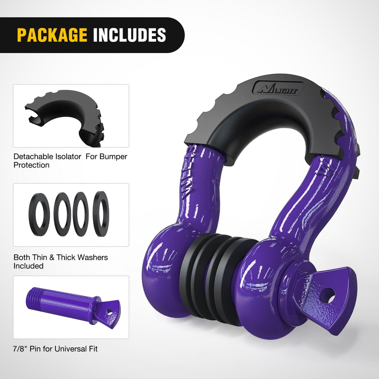 Shackle 3/4 inch D-Ring Shackle Purple (Pair)