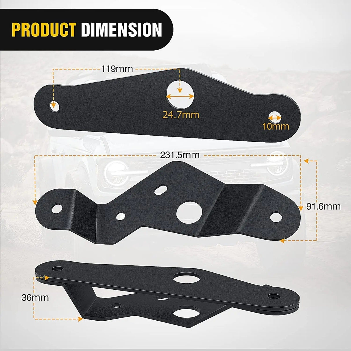 Mounting Accessory Dual A-Pillar Lower Windshield Hinge Mounts Light Pods For 2021-2023 Ford Bronco