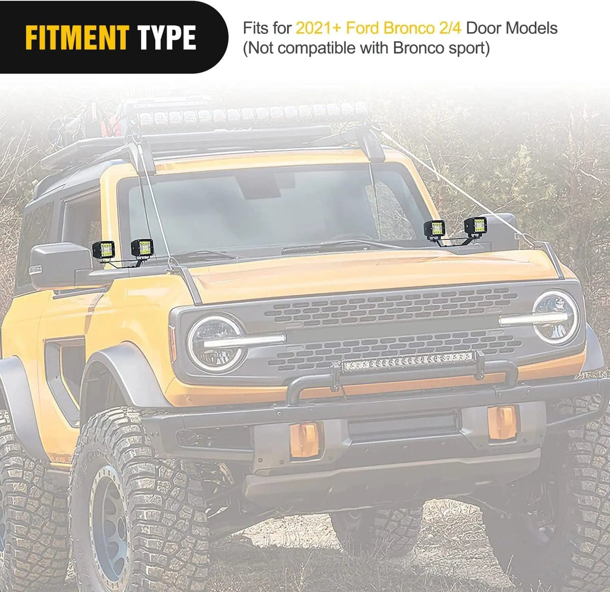 Mounting Accessory Dual A-Pillar Lower Windshield Hinge Mounts Light Pods For 2021-2023 Ford Bronco