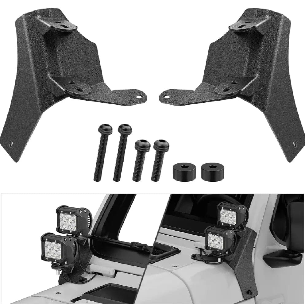 Mounting Accessory Dual A-Pillar Windshield Hinge Mounts For 2018 2019 2020 2021 2022 2023 2024 Jeep Wrangler JL 2020 2021 2022 2023 2024 Gladiator JT