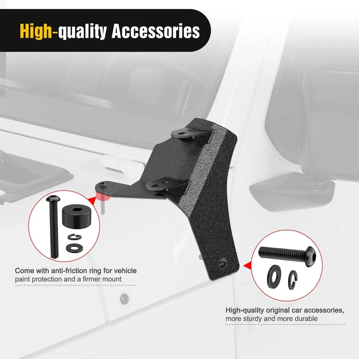 Mounting Accessory Dual A-Pillar Windshield Hinge Mounts For 2018 2019 2020 2021 2022 2023 2024 Jeep Wrangler JL 2020 2021 2022 2023 2024 Gladiator JT