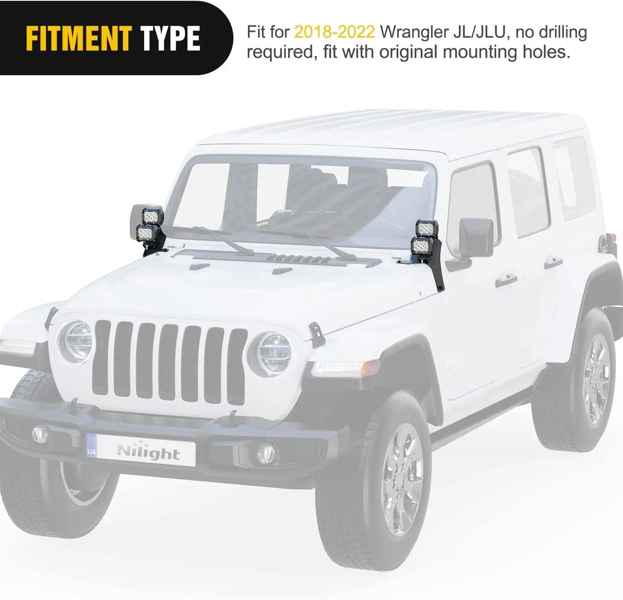 Mounting Accessory Dual A-Pillar Windshield Hinge Mounts For 2018 2019 2020 2021 2022 2023 2024 Jeep Wrangler JL 2020 2021 2022 2023 2024 Gladiator JT