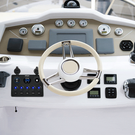 switch panel 5Gang Blue Rocker Switch Panel w/ Dual USB Voltmeter Fuse