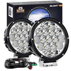 7 Inch 85W 10200LM Round Spot Flood Built-in EMC LED Work Lights (Pair) | 14AWG DT Wire