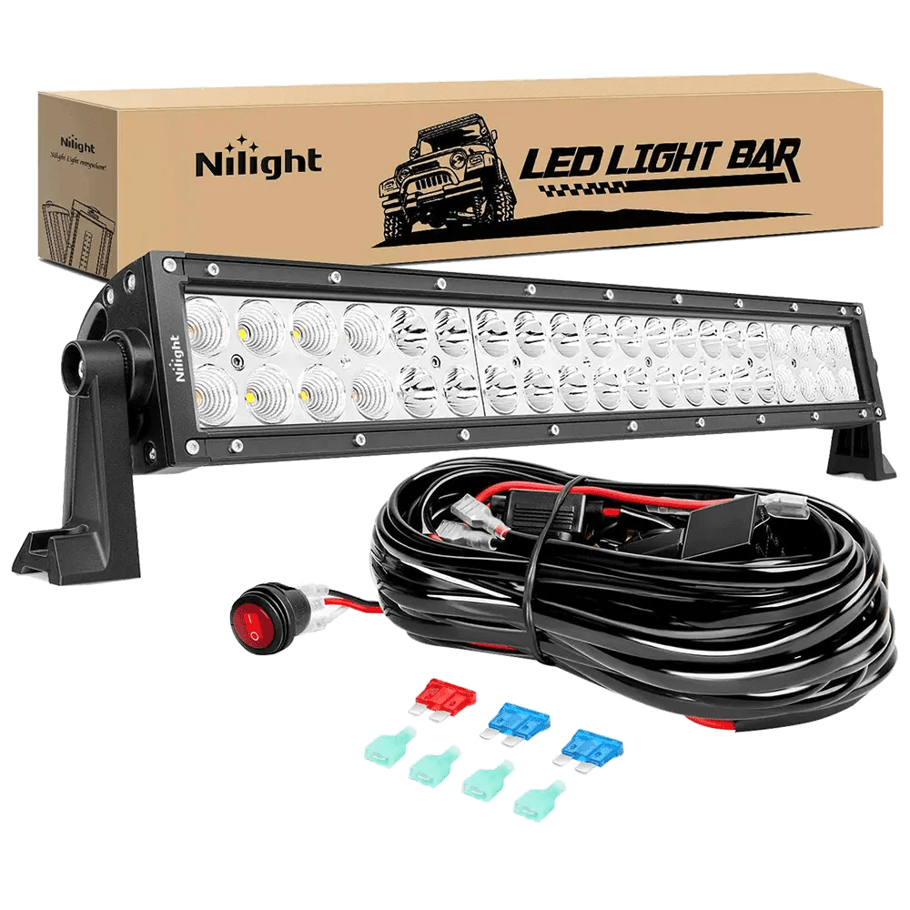 Light Bar Wiring Kit 22" 120W Double Row Spot/Flood LED Light Bar | 16AWG Wire 3Pin Switch