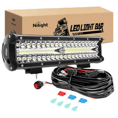 12 Inch 300W 30000LM Triple Row Spot/Flood Led Light Bar Kit | 16AWG Wire 3Pin Switch
