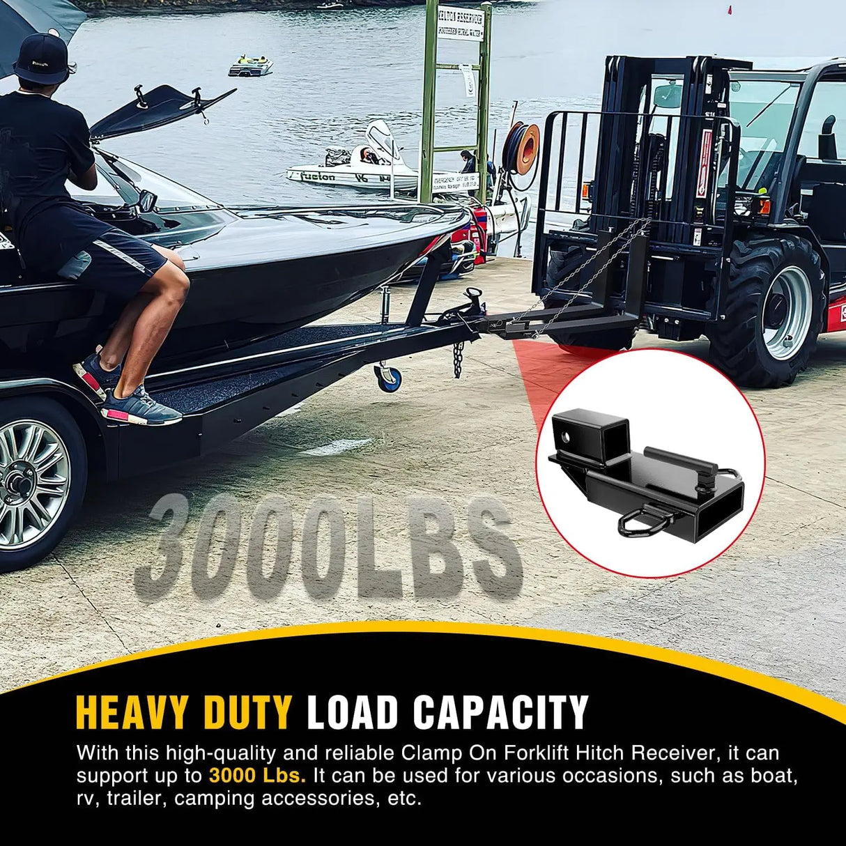 Forklift Trailer Hitch Attachment Fits 2 Inch Receiver Black Nilight