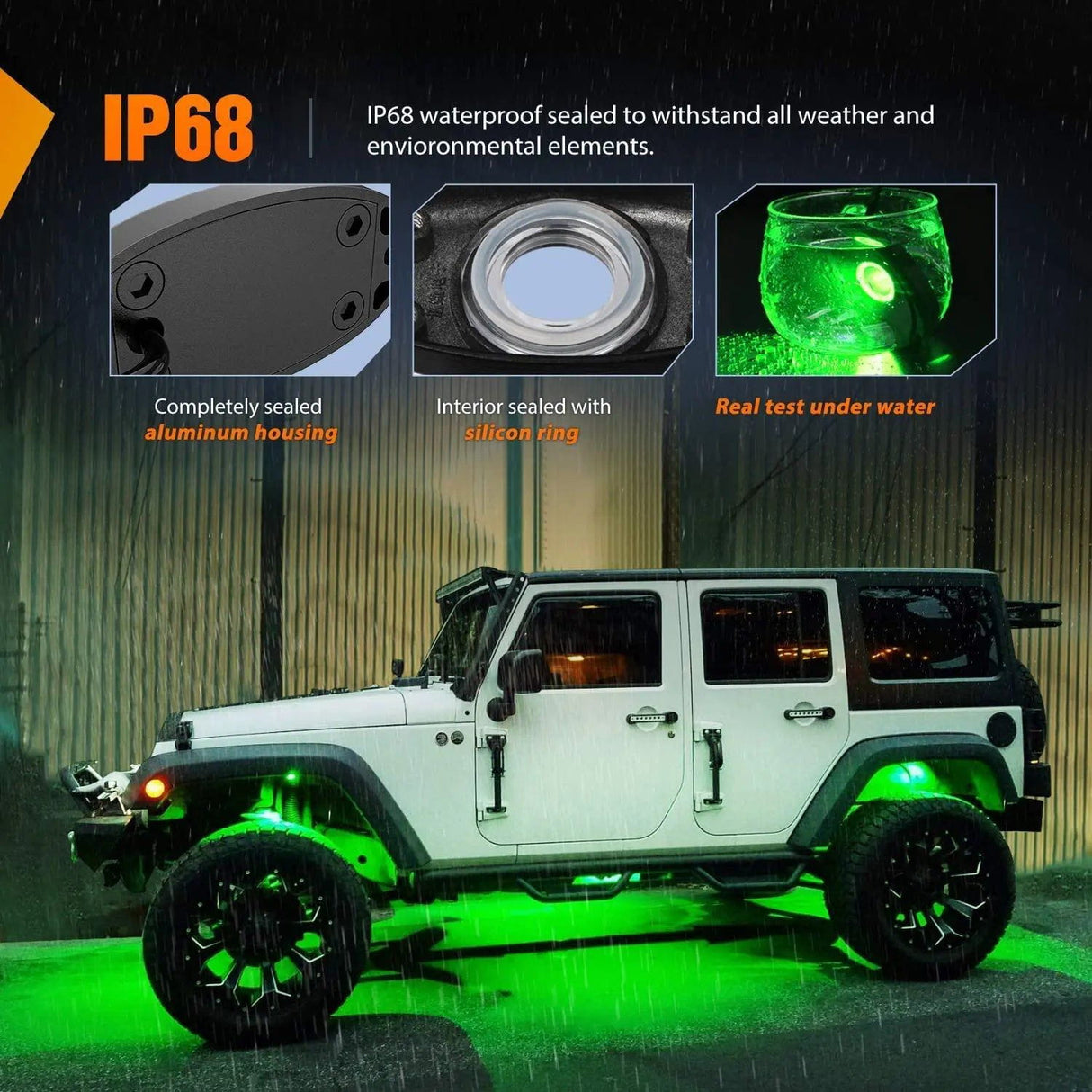 RGB Rock Lights Green LED Rock Lights (4 Pcs)