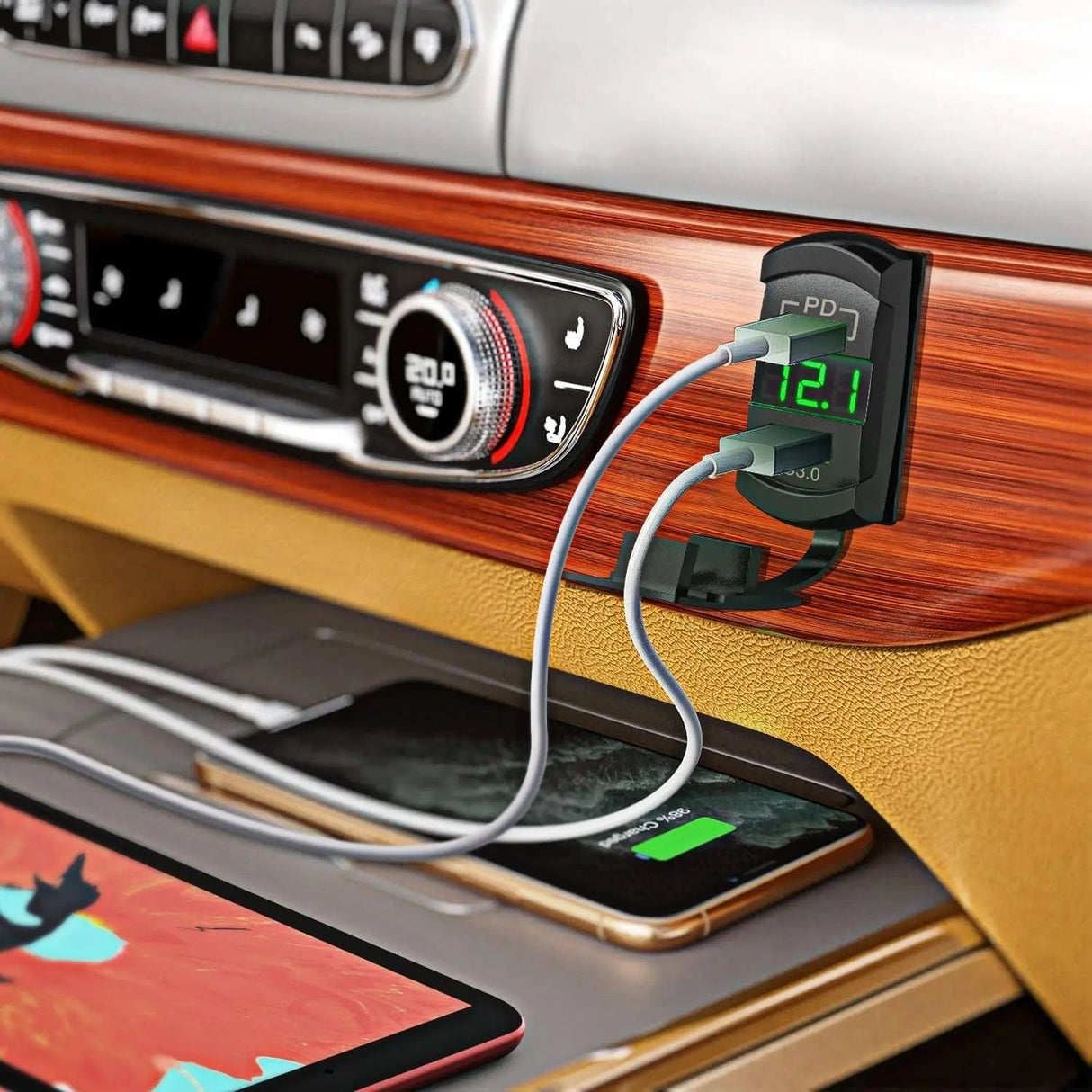 Rocker Switch Green Rocker Switch Style Charger PD Type C QC 3.0 USB