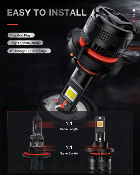 LED Headlight 9008/H13 LED Headlight Bulbs N40 Series 100W 20000LM 6000K IP67 | 2 BULBS