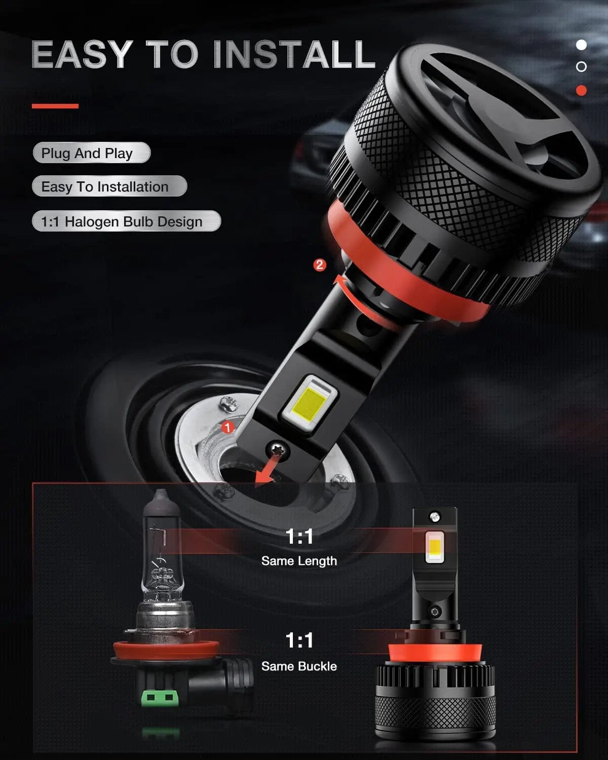 LED Headlight 9005/HB3 | H11/H9 LED Headlight Bulbs N40 Series 200W 40000LM 6000K IP67 | 4 BULBS