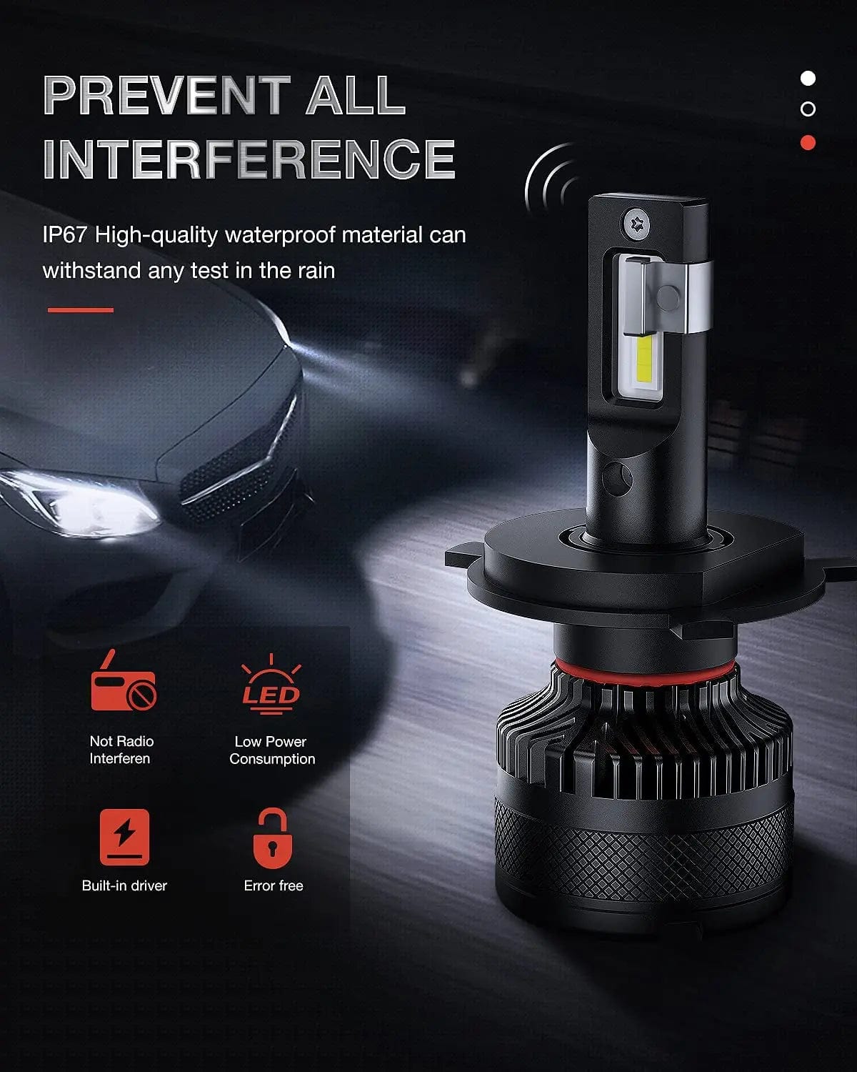 LED Headlight H4/9003/HB2 LED Headlight Bulbs N40 Series 100W 20000LM 6000K IP67 | 2 BULBS