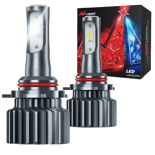 LED Headlight 2-Pack 9012/HIR2 Projector LED Headlight Bulbs, 60W 10000LM 6000K Cool White CSP LED Headlight Conversion Kit Super Bright Auto High Low Beam Light Bulbs