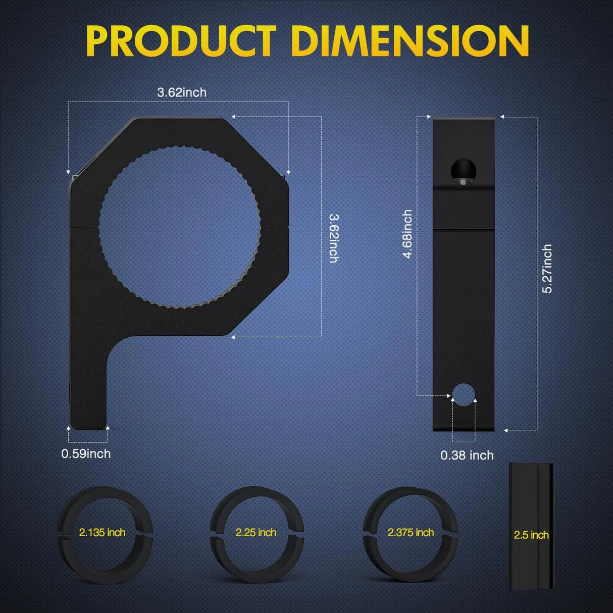 Horizontal Bar Tube Clamp Mount Bracket Kits 2.135in-2.25in-2.375in-2.5in (Pair) Nilight