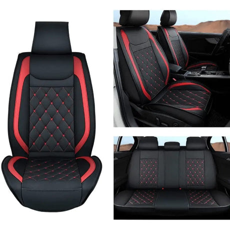Hyundai Honda Accord Kia Civic Corolla Camry CRV RAV4 Fusion 5 Seat Covers (Full Set, Black Red) Nilight