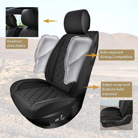 Hyundai Honda Accord Kia Civic Corolla Camry CRV RAV4 Fusion 5 Seat Covers (Full Set, Black) Nilight