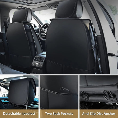 Hyundai Honda Accord Kia Civic Corolla Camry CRV RAV4 Fusion 5 Seat Covers (Full Set, Black) Nilight
