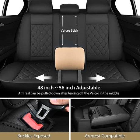 Hyundai Honda Accord Kia Civic Corolla Camry CRV RAV4 Fusion 5 Seat Covers (Full Set, Black) Nilight