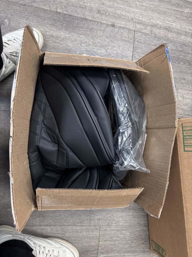 Vehicle Seat Belt Covers Car Seat Cushion Cover Black Leather Front Seats with Wings Waterproof and Anti-Slip with Storage Bag Wrapped Bottom Suitable for Cars Sedan Van SUV Truck (25% OFF Final Checkout)