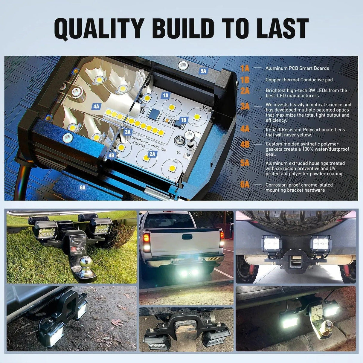 LED Light Bar 4 Inch 60W Triple Row Spot Flood LED Pods (Pair) | 16AWG Wire 3Pin Switch | Windshield Hinge Mount for 2007-2017 Wrangler JK/JKU 2DR 4DR