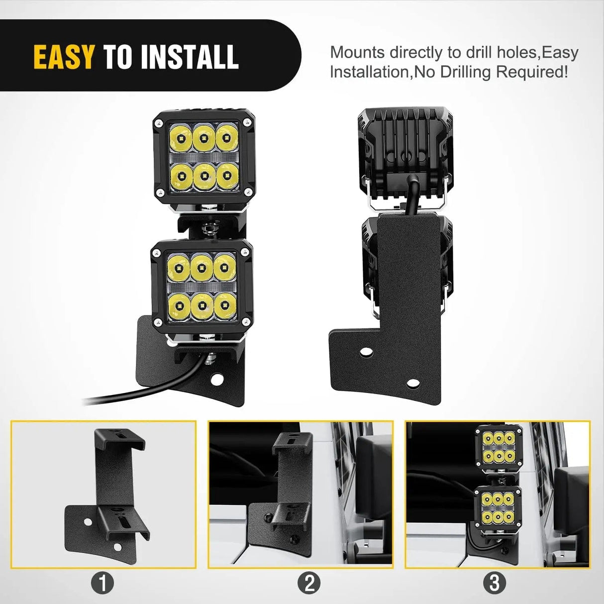 Mounting Accessory Dual A-Pillar Windshield Hinge Mounts For 2007 2008 2009 2010 2011 2012 2013 2014 2015 2016 2017 Wrangler JK/JKU 2DR 4DR