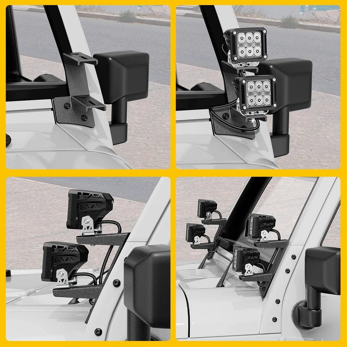 Mounting Accessory Dual A-Pillar Windshield Hinge Mounts For 2007 2008 2009 2010 2011 2012 2013 2014 2015 2016 2017 Wrangler JK/JKU 2DR 4DR