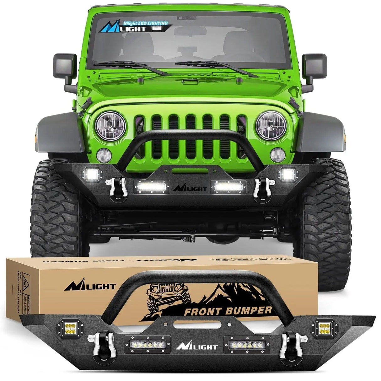 Front Bumper 2007 2008 2009 2010 2011 2012 2013 2014 2015 2016 2017 2018 Jeep Wrangler JK/JKU Front Bumper Rock Crawler Winch Plate