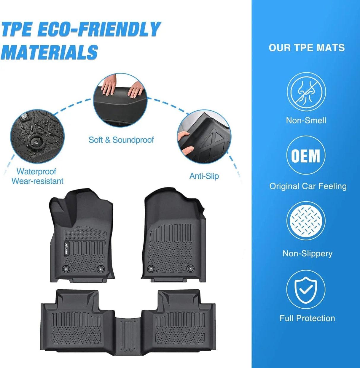 Floor Mat 2016 2017 2018 2019 2020 2021 2022 2023 Dodge Durango / Jeep Grand Cherokee TPE Floor Mats