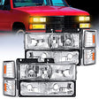 Headlight Assembly 1994 1995 1996 1997 1998 GMC Suburban Yukon Sierra C/K Series 1500 2500 3500 Headlight Assembly Chrome Case Amber Reflector