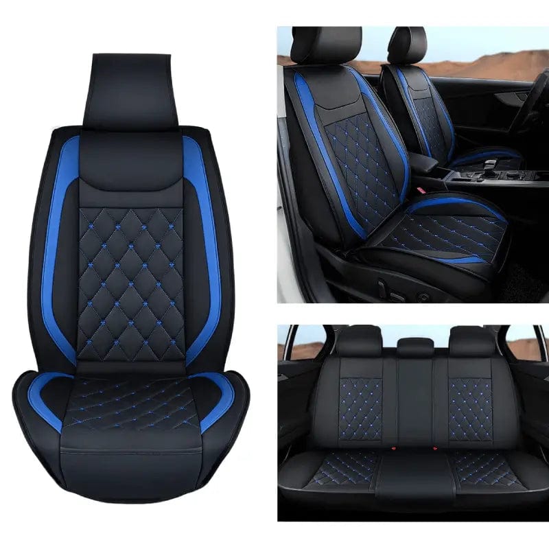 Vehicle Seat Belt Covers Kia Civic Corolla Hyundai Honda Camry CRV RAV4 Fusion 5 Seat Covers (Full Set, Black-Blue)