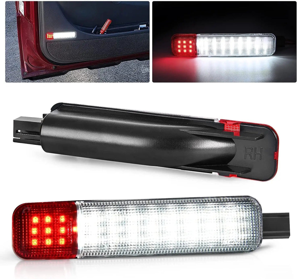 Led light Strip 2PCS LED Interior Door Panel Light Courtesy Warning Lights White Red for Chevy GMC Silverado Sierra 1500 2500 3500 HD Suburban Cadillac Escalade Hummer H2