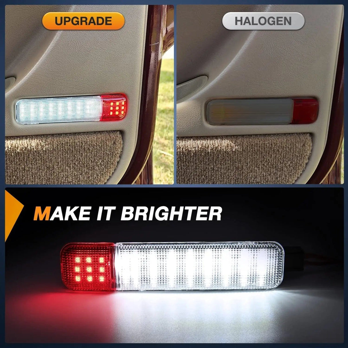 Led light Strip 2PCS LED Interior Door Panel Light Courtesy Warning Lights White Red for Chevy GMC Silverado Sierra 1500 2500 3500 HD Suburban Cadillac Escalade Hummer H2
