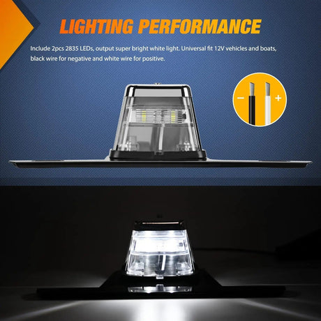 Trailer Light LED License Plate Light Chrome Housing
