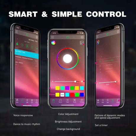 RGB Rock Lights LED RGB Rock Lights Bluetooth Underglow Multicolor Neon (4 Pods)