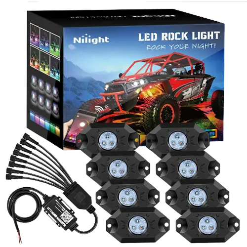 RGB Rock Lights LED RGB Rock Lights Bluetooth Underglow Multicolor Neon (8 Pods)