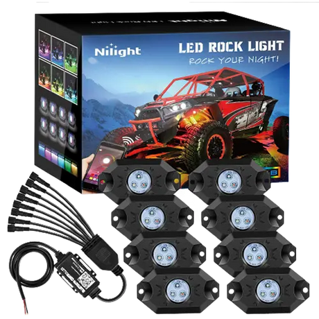 RGB Rock Lights LED RGB Rock Lights Bluetooth Underglow Multicolor Neon (8 Pods)
