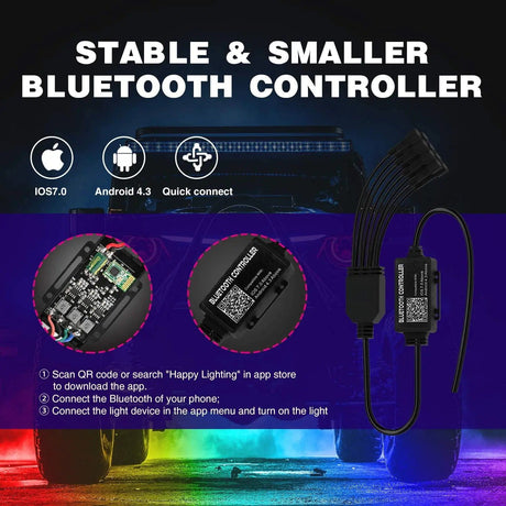 RGB Rock Lights LED RGB Rock Lights Bluetooth Underglow Multicolor Neon (8 Pods)