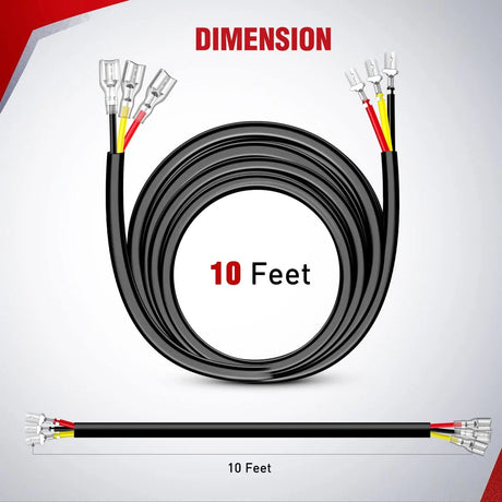 Wiring Harness Kit 2PCS 16AWG 10FT Wire Extension Kit 3 Leads For Amber White LED Light Bar/Led Pods/LED Work Light