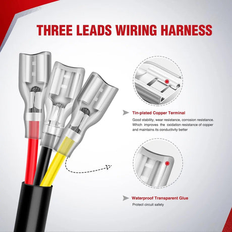 Wiring Harness Kit 2PCS 16AWG 10FT Wire Extension Kit 3 Leads For Amber White LED Light Bar/Led Pods/LED Work Light