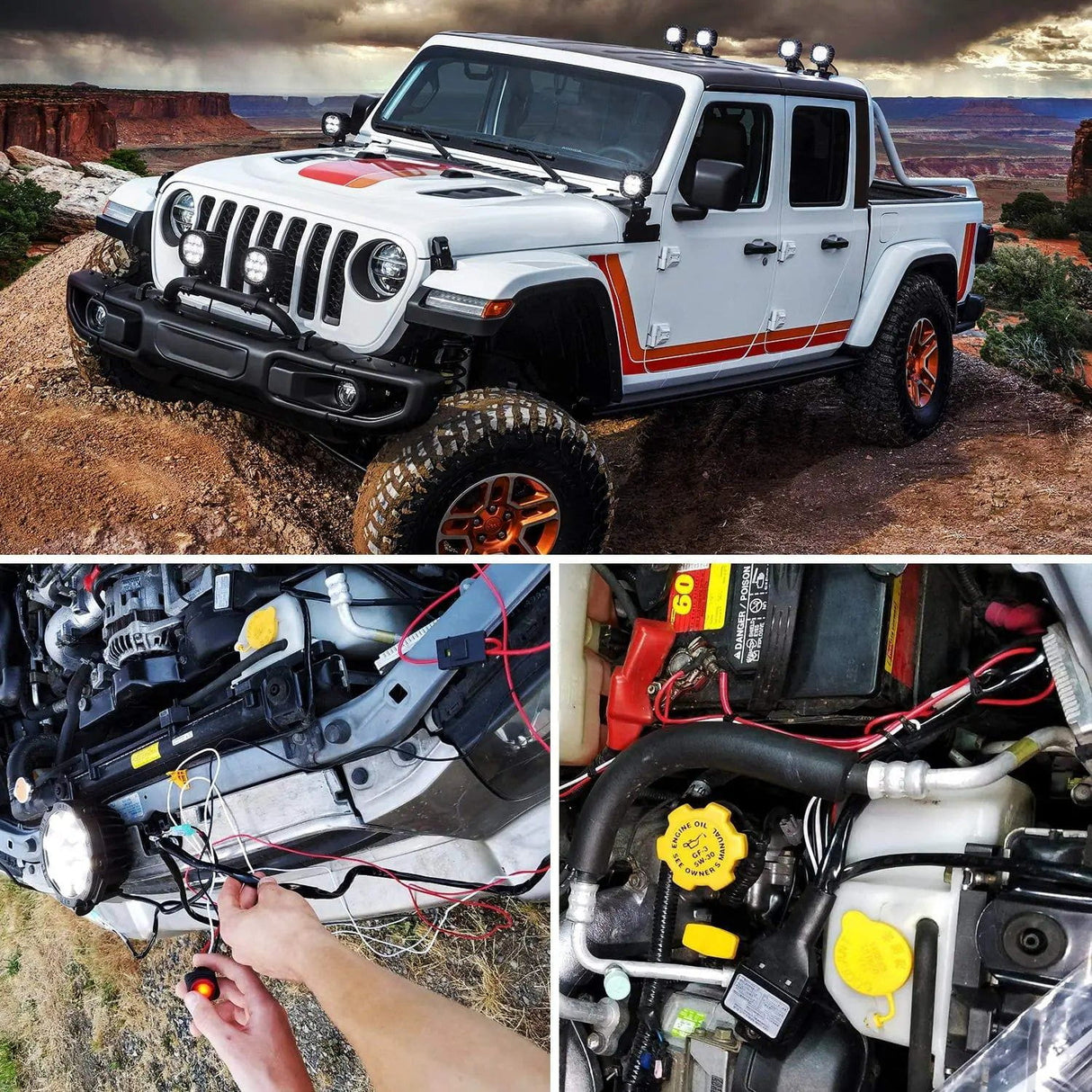 Wiring Harness Kit 2PCS 22AWG 5FT Wire Extension Kit For LED Light Bar/Led Pods/LED Work Light