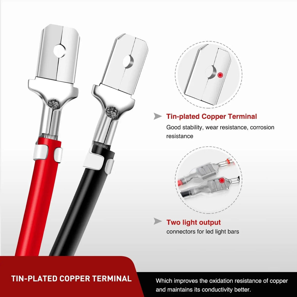 Accessories 2PCS 16AWG 20FT Wire Extension Kit For LED Light Bar/Led Pods/LED Work Light