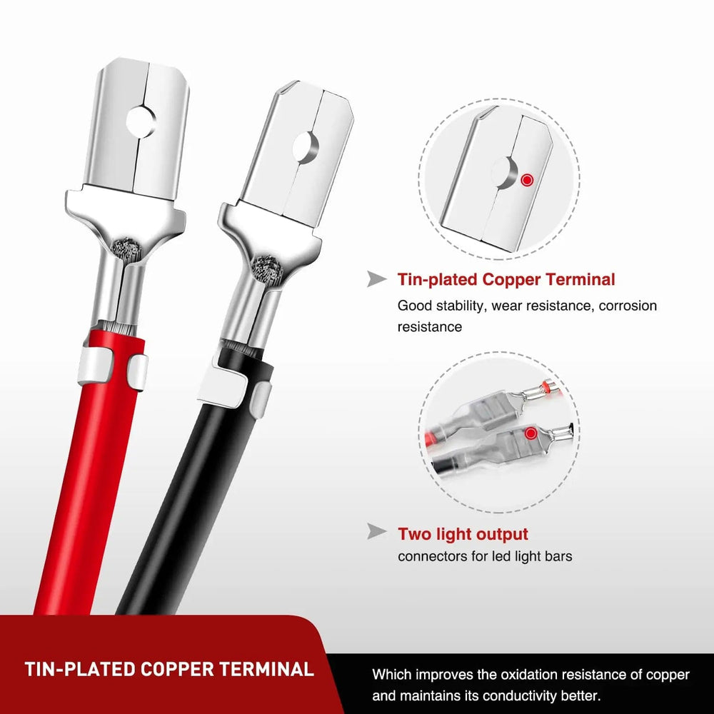 Wiring Harness Kit 2PCS 14AWG 10FT Wire Extension Kit LED Light Bar/Led Pods/LED Work Light