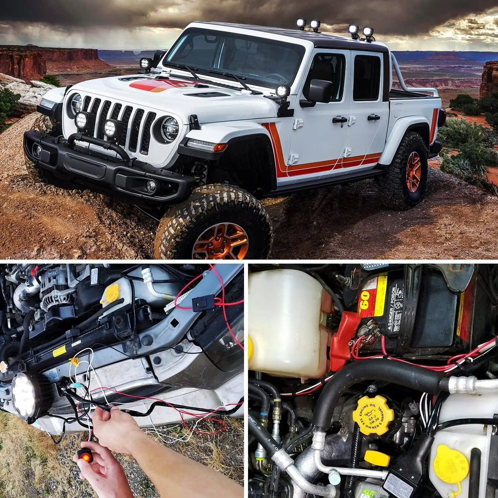 Wiring Harness Kit 2PCS 14AWG 10FT Wire Extension Kit LED Light Bar/Led Pods/LED Work Light