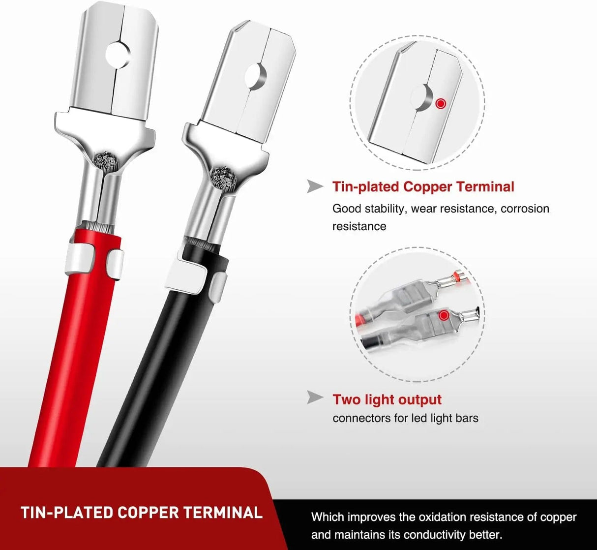 Wiring Harness Kit 2PCS 12AWG 10FT Wire Extension Kit For LED Light Bar/Led Pods/LED Work Light