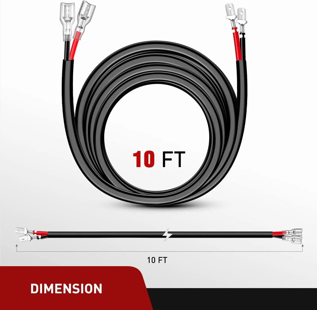 Wiring Harness Kit 2PCS 12AWG 10FT Wire Extension Kit For LED Light Bar/Led Pods/LED Work Light