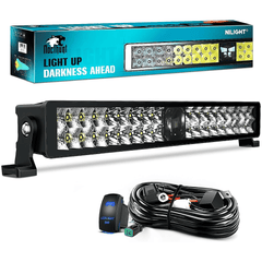 22 Inch 37LED Dual Row Spot Flood Screw-Less Night Vision LED Light Bar | 16AWG Wire 5Pin Switch