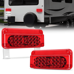 54Leds LED RV White License Plate Red Tail Lights