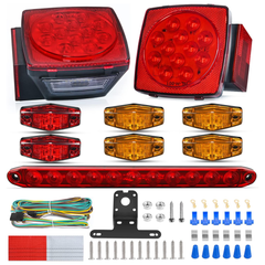 LED Trailer Light Kit Square Stop Turn Tail Light Red Amber Side Marker Light Third Brake ID Light Bar