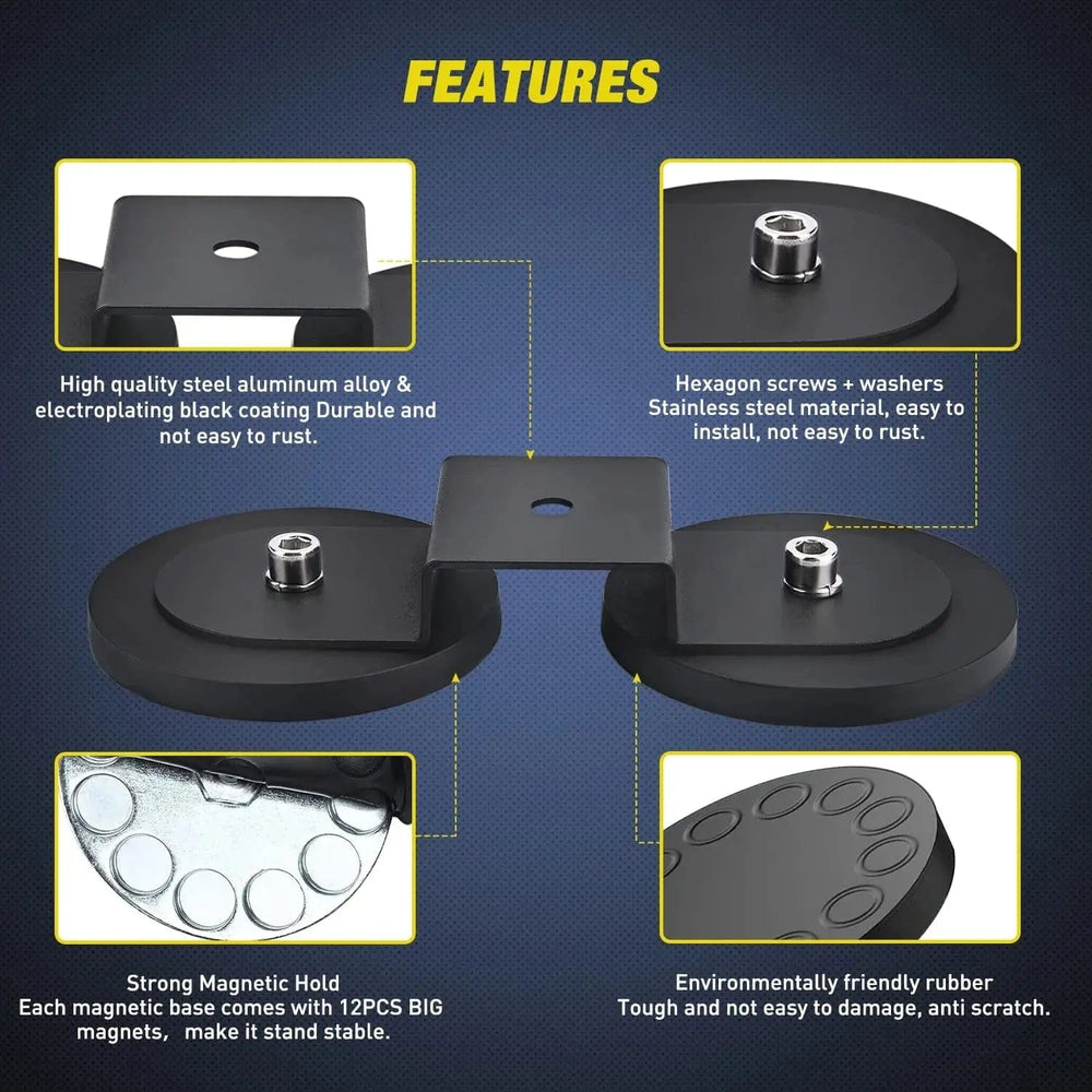 Mounting Accessory Magnetic Base Sucker Holder Rubber Boot Bracket (Pair)