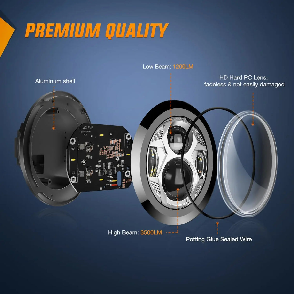 Motorcycle 5.75Inch Chrome LED Headlights Nilight